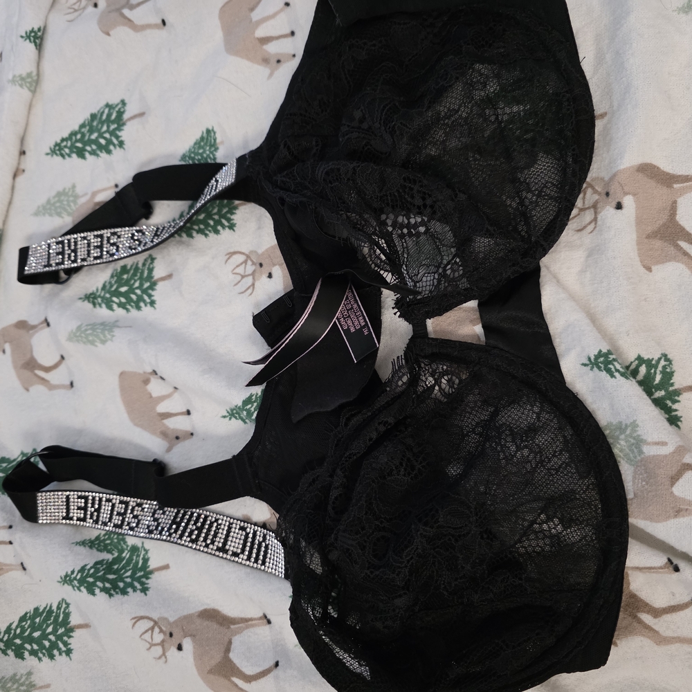 Victoria's Secret Black Lace Bra with Silver Accents